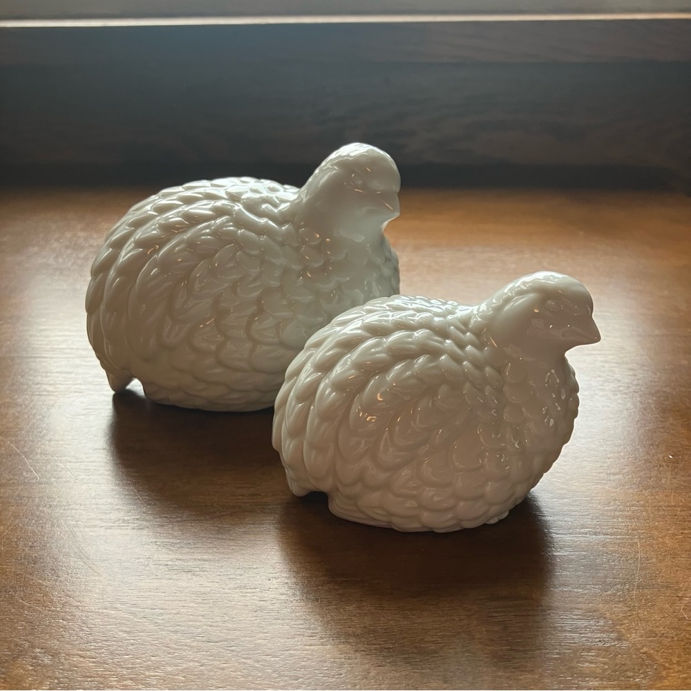 Vintage MCM Midcentury White Ceramic Pair of Quails Birds Figurines - Picture 6 of 6